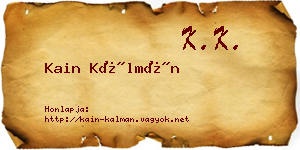 Kain Kálmán névjegykártya